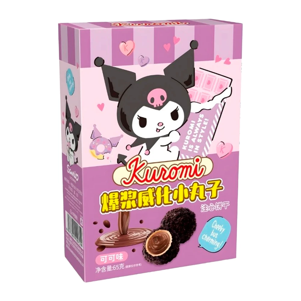 Biscoito Hello Kitty Kuromi Chocolate Recheio Caixa 65G