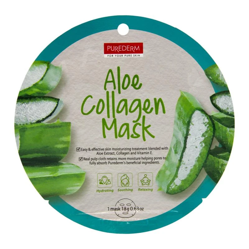 Máscara Facial  Purederm Aloe Colágeno Com 1 Unidade