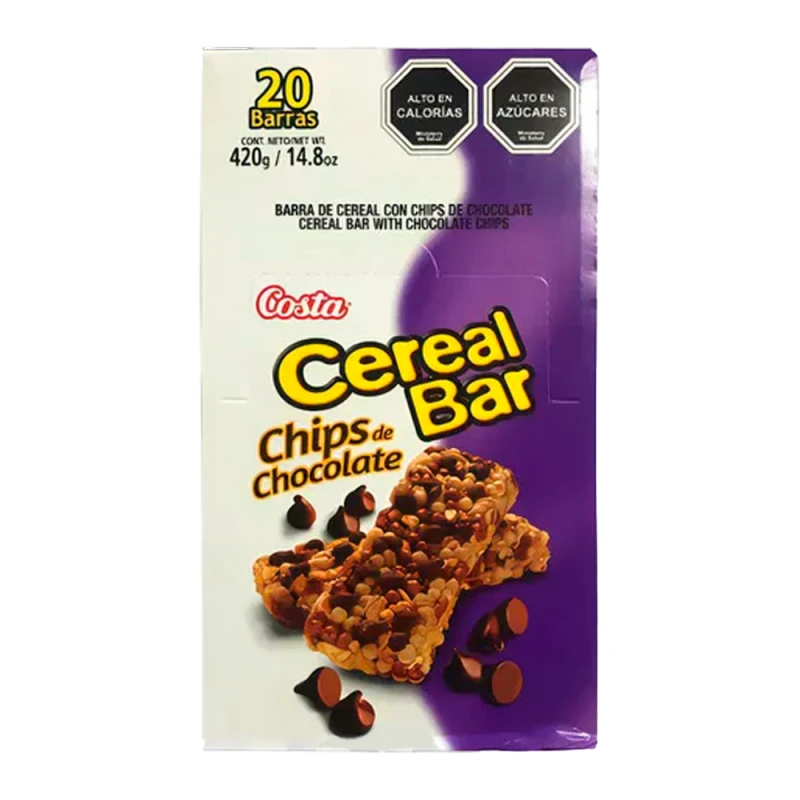 Barra Cereal Costa Chips de Chocolate Caixa Com 20 Unidades