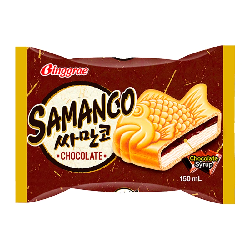 Sorvete Binggrae Samanco Chocolate Sanduíche 150Ml