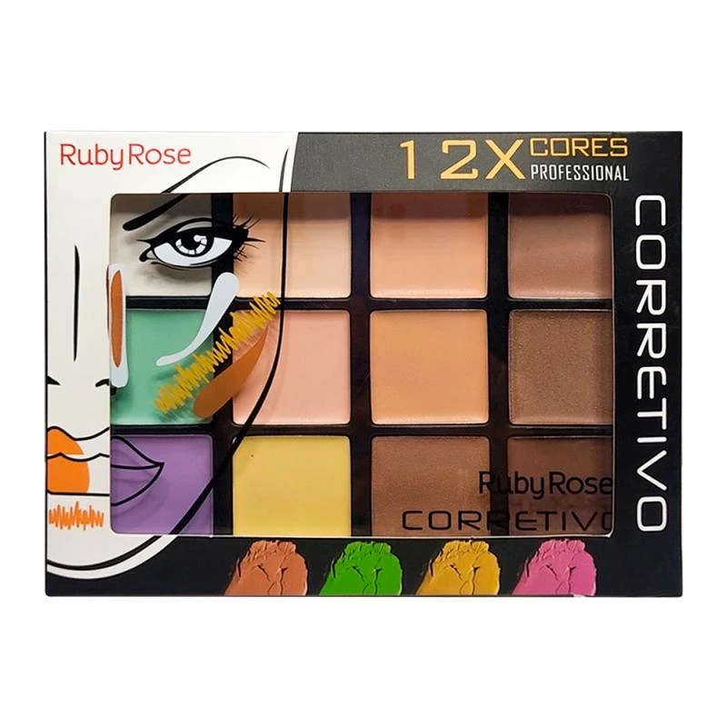 Corretivo Paleta Ruby Rose Com 12 Cores Hb-2087