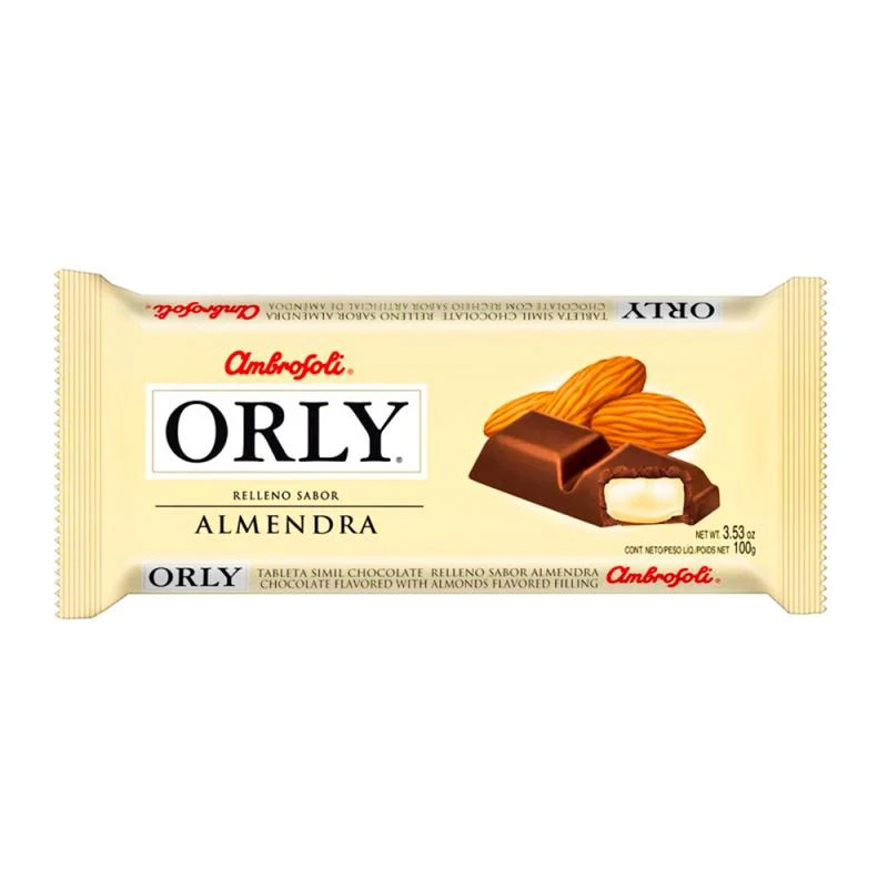 Barra Chocolate Orly Creme de Amêndoas 95G