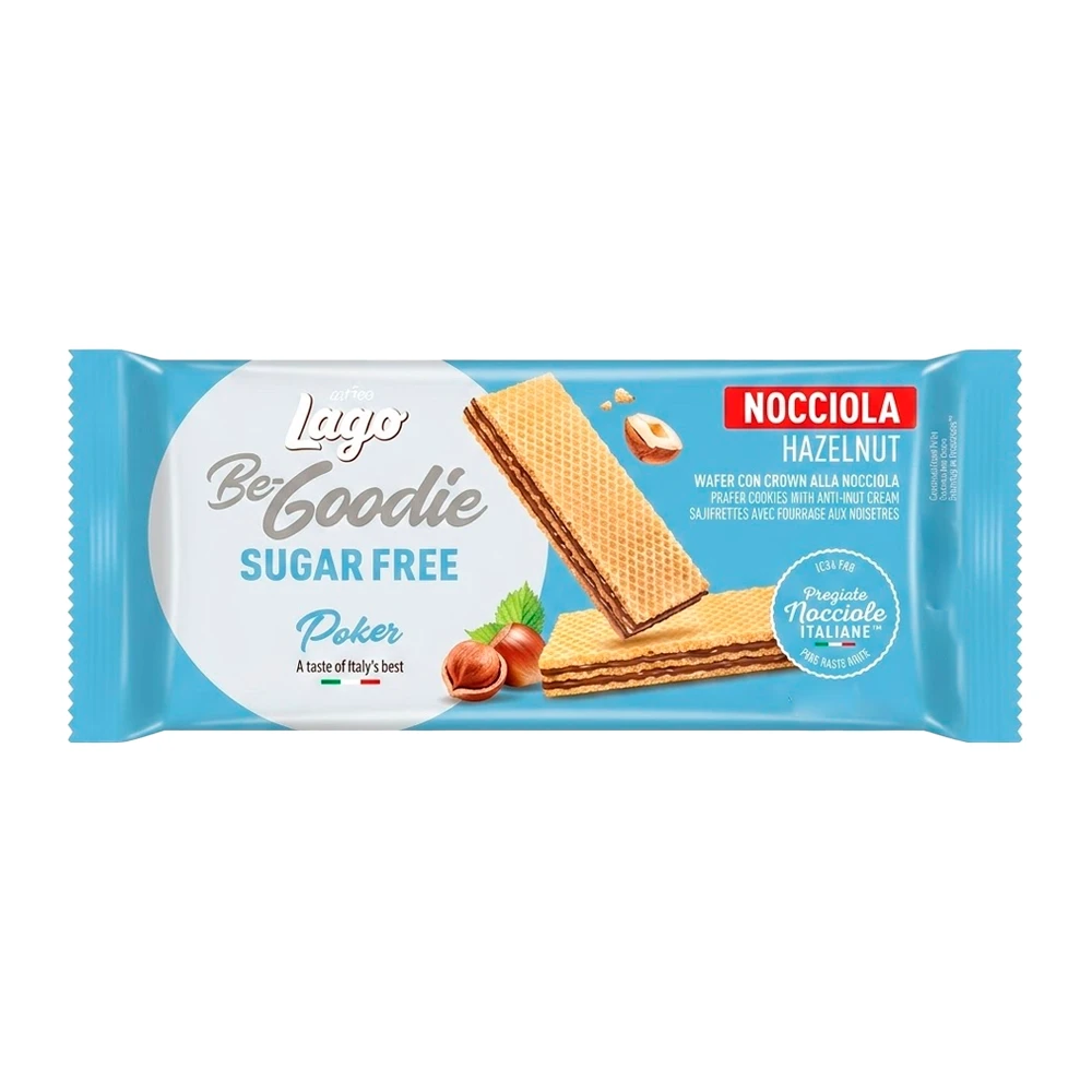 Wafer Gastone Lago Poker Avelã Sem Açucar Pacote 45G