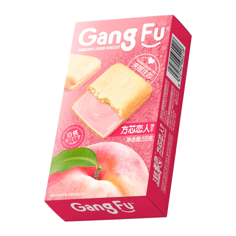 Biscoito Gangfu Recheio Pêssego Caixa 55G