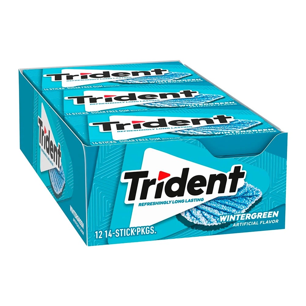 Chicletes Trident Americano Wintergreen Sem Açúcar Caixa 12X30G