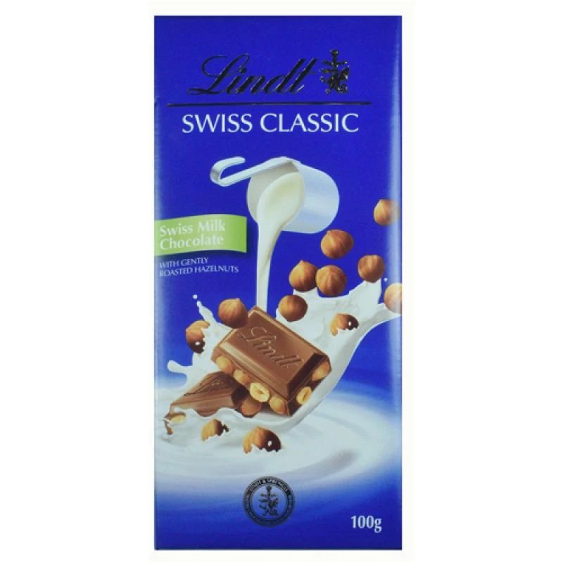 Barra de Chocolate Lindt Ao Leite C/ Avelãs 100G
