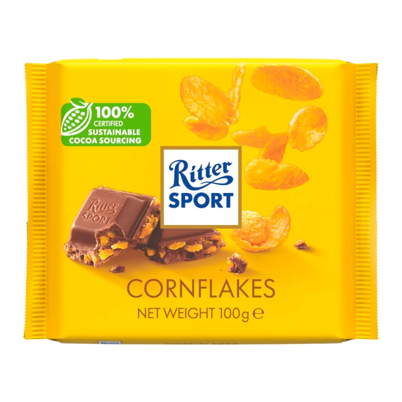 Barra Chocolate Ritter Sport Flocos de Milho 100G