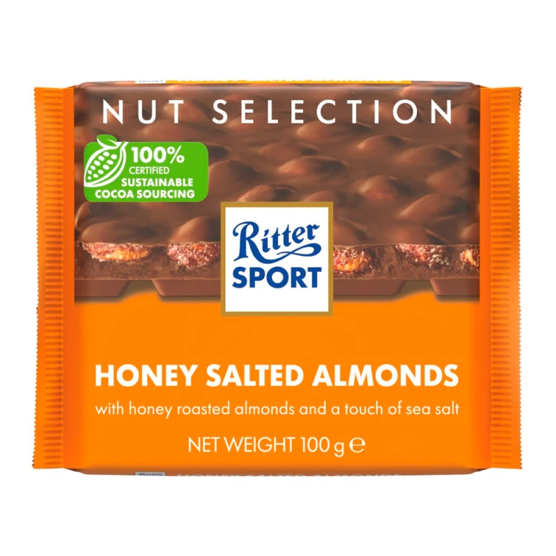 Barra Chocolate Ritter Sport Amêndoa Salgada Com Mel 100G