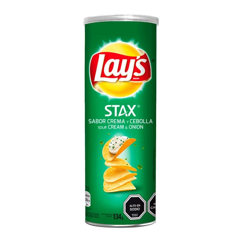 Batata Frita Lays Stax Sabor Creme e Cebola Tubo 134G