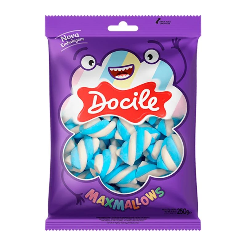 Marshmallow Docile Twist Azul e Branco 250G