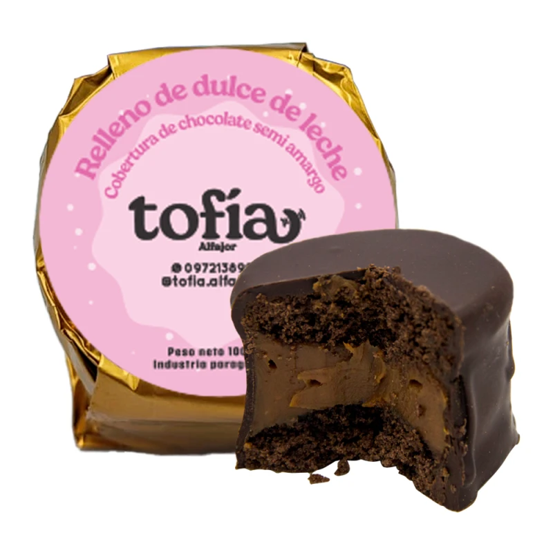 Alfajor Tofia Artesanal Preto Recheio Doce de Leite 100g