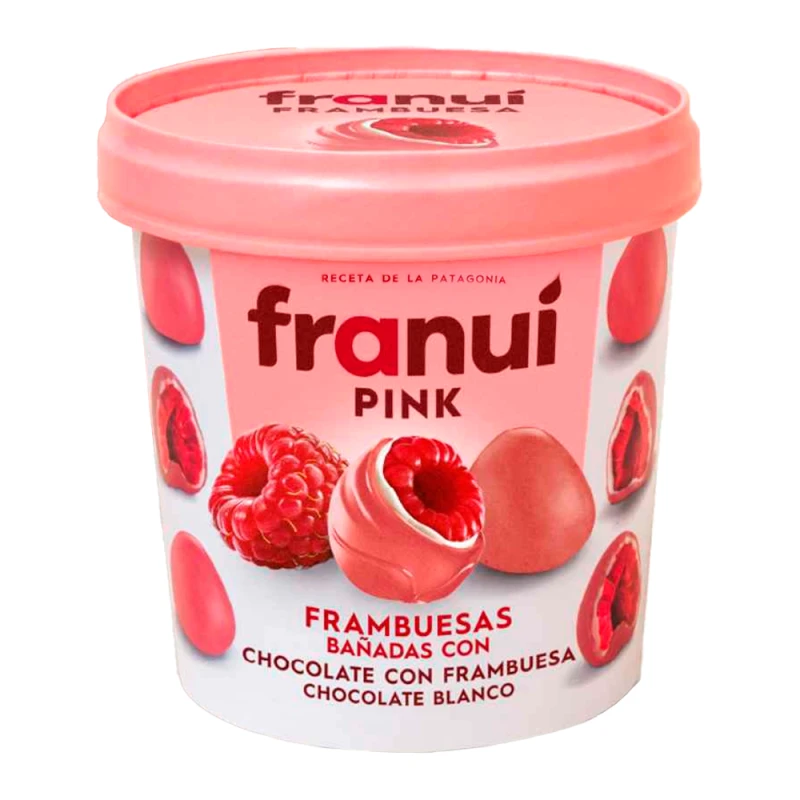 Framboesa Coberta de Chocolate Branco e Mistura de Chocolate Branco Com Framboesa Franuí Pote 150G