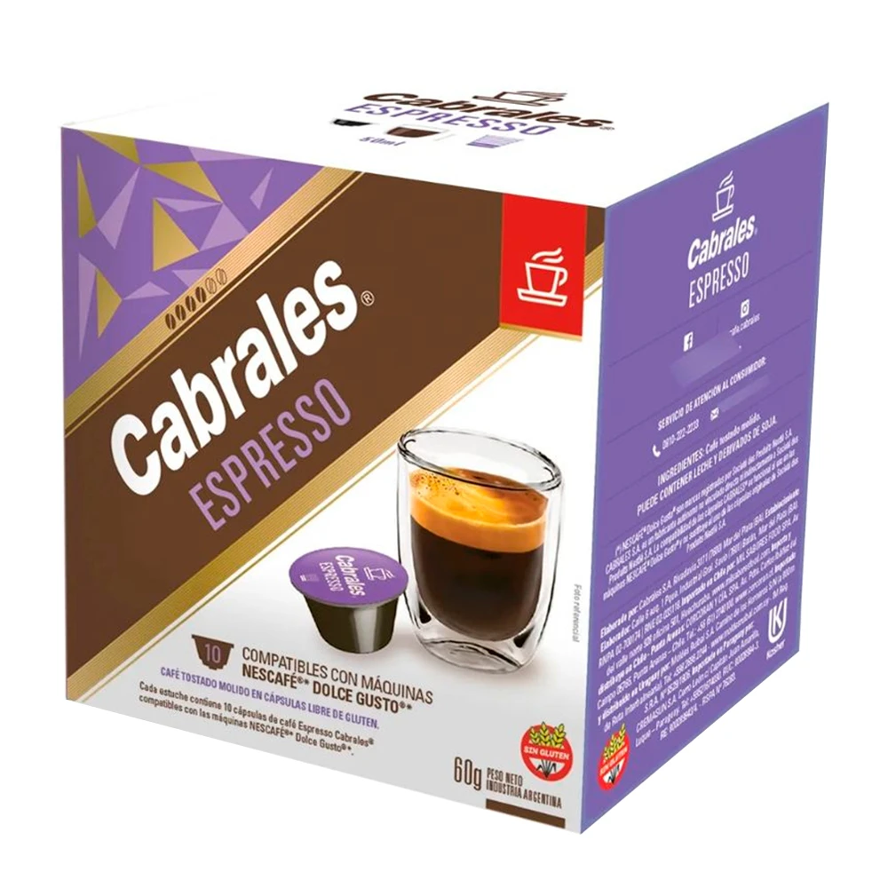 Cápsulas de Café Cabrales Espresso Para Máquina Dolce Gusto Com 10 Unidades