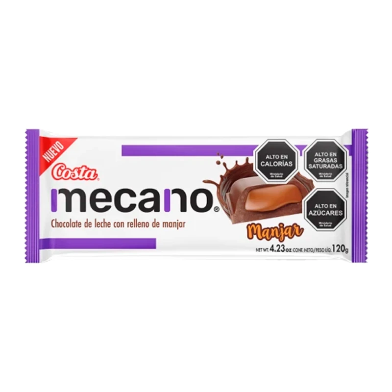 Barra de Chocolate Costa Mecano Com Recheio de Caramelo 95G