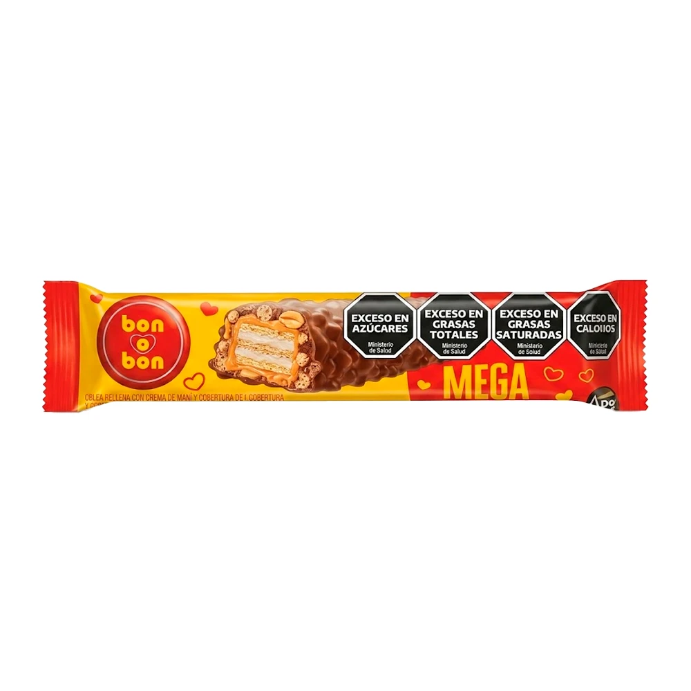 Wafer Arcor Bon o Bon Mega Amendoim e Caramelo Cobertura Chocolate 24G