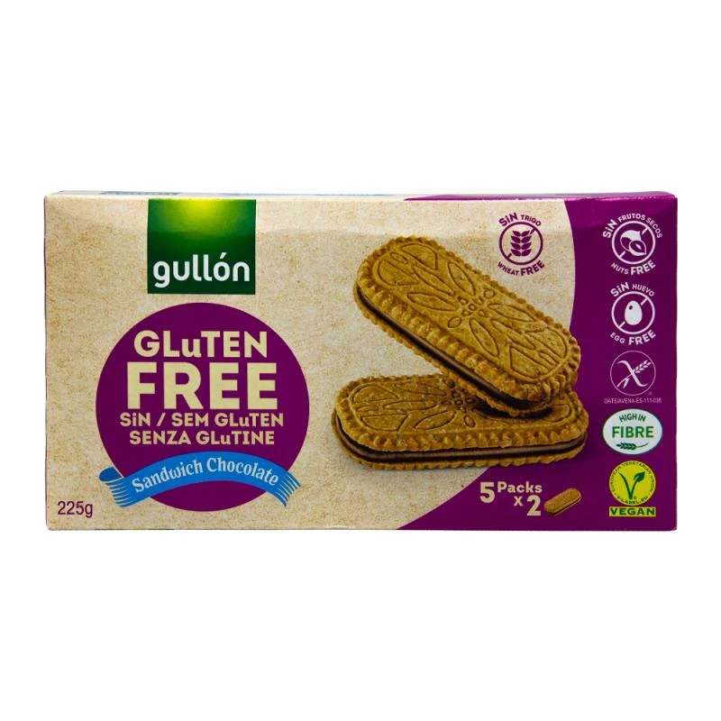 Bolacha Gullon Sandwich Chocolate Sem Glúten 225G