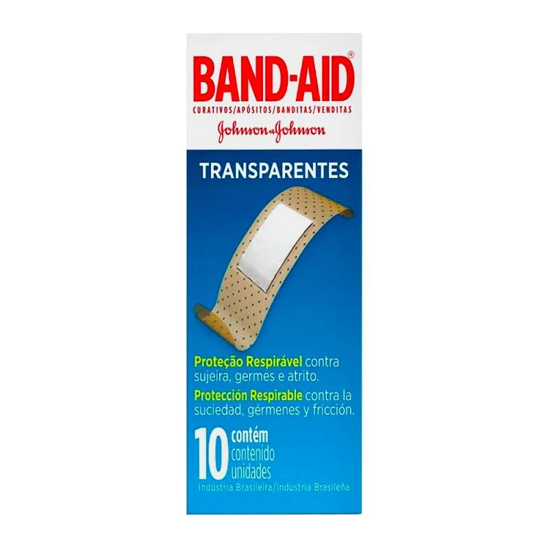 Bandaid Johnsons Transparente Com 10 Unidades