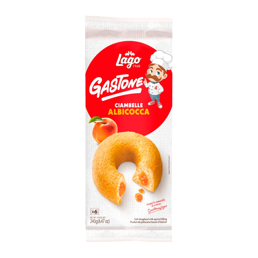 Biscoito Gastone Lago Donut Recheio de Damasco Pacote 240G