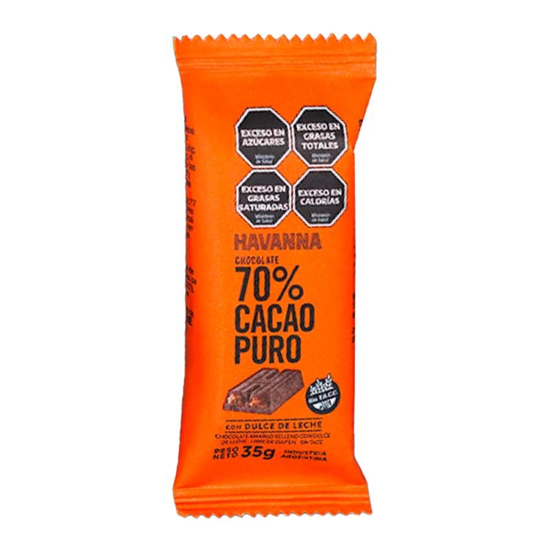Barra Chocolate Havanna 70% Cacau Com Recheio de Doce de Leite 35G