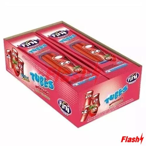 Bala de Gelatina Fini Canudinho Morango 12X15G