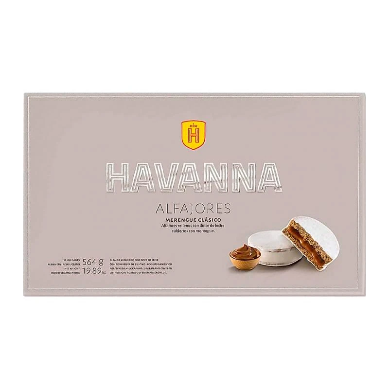 Alfajor Havanna Recheio Doce de Leite Cobertura Branco Caixa c/ 12X55G