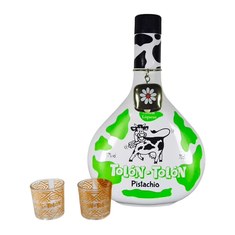 Kit Licor Tolon-Tolon Pistachio 1 Garrafa 700Ml + 2 Copos Personalizados