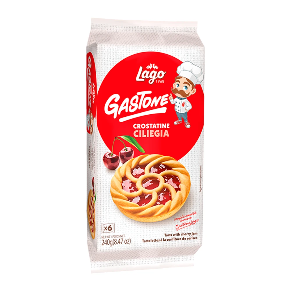 Biscoito Italiano Crostatine Gastone Lago Com Recheio de Cereja Pacote 240G