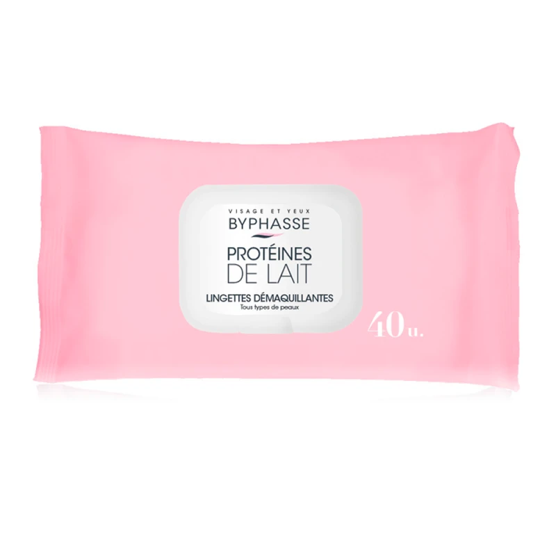 Lenço Demaquilante Byphasse Todo Tipo de Pele Milk 40 Unidades
