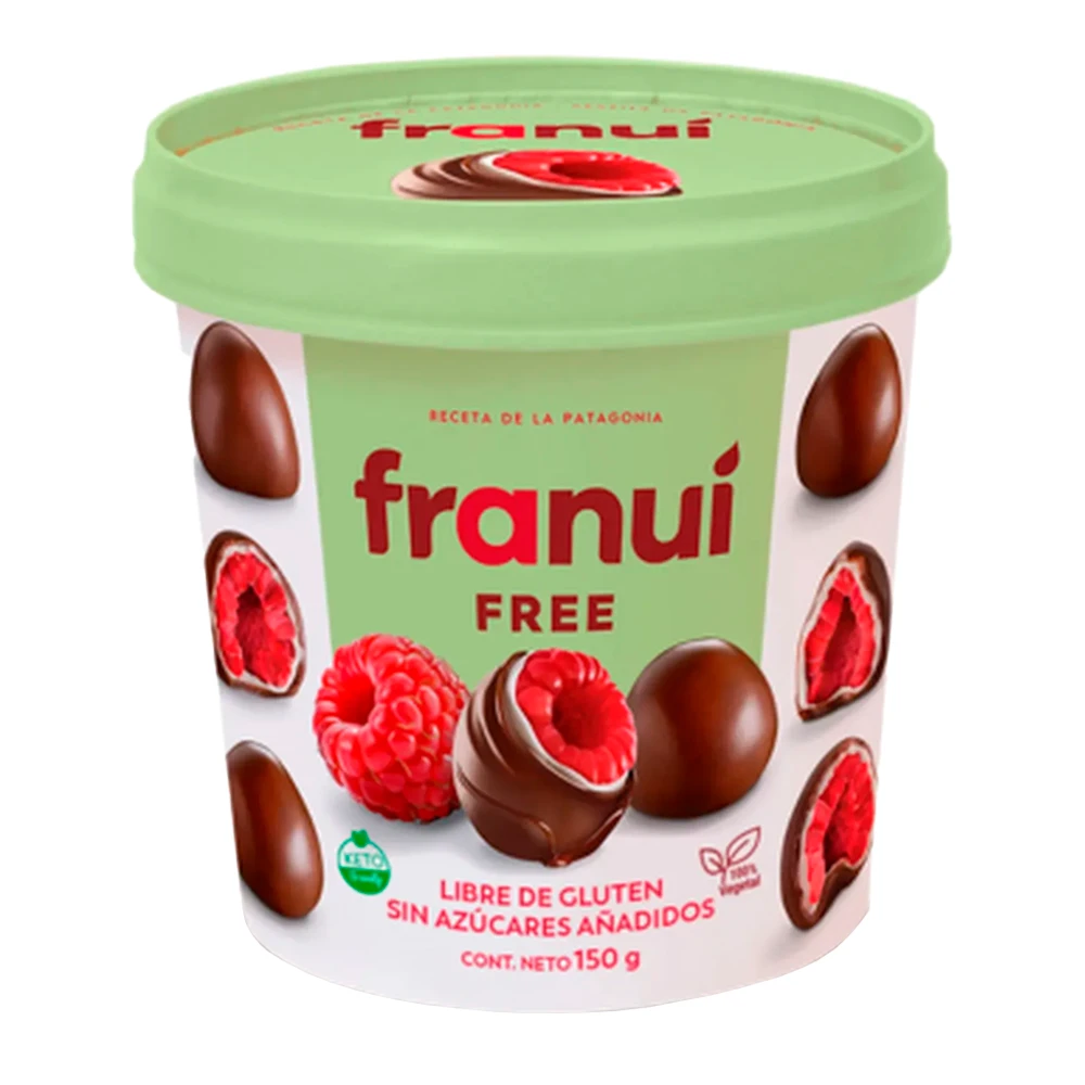 Framboesa Coberta de Chocolate Ao Leite e Branco Franuí Free Pote 150G