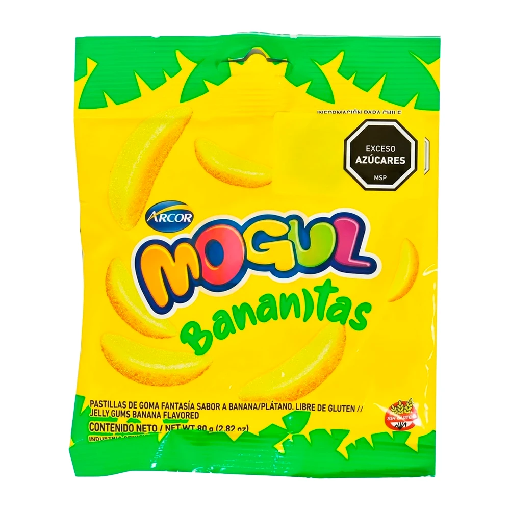 Bala de Gelatina Arcor Mogul Bananitas Pacote 80G