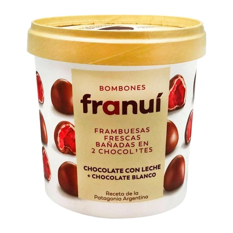 Framboesa Coberta de Chocolate Ao Leite e Branco Franuí Pote 150G