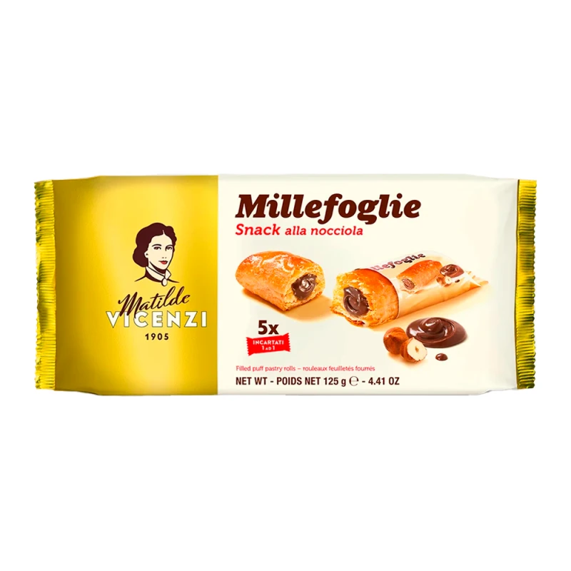Biscoito Folhado Recheio de Creme de Avelã Matilde Vicenzi 125G