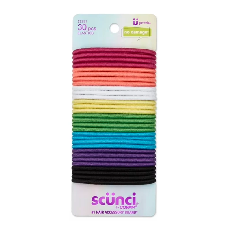 Elástico de Cabelo Scunci Colorido Com 30 Unidades