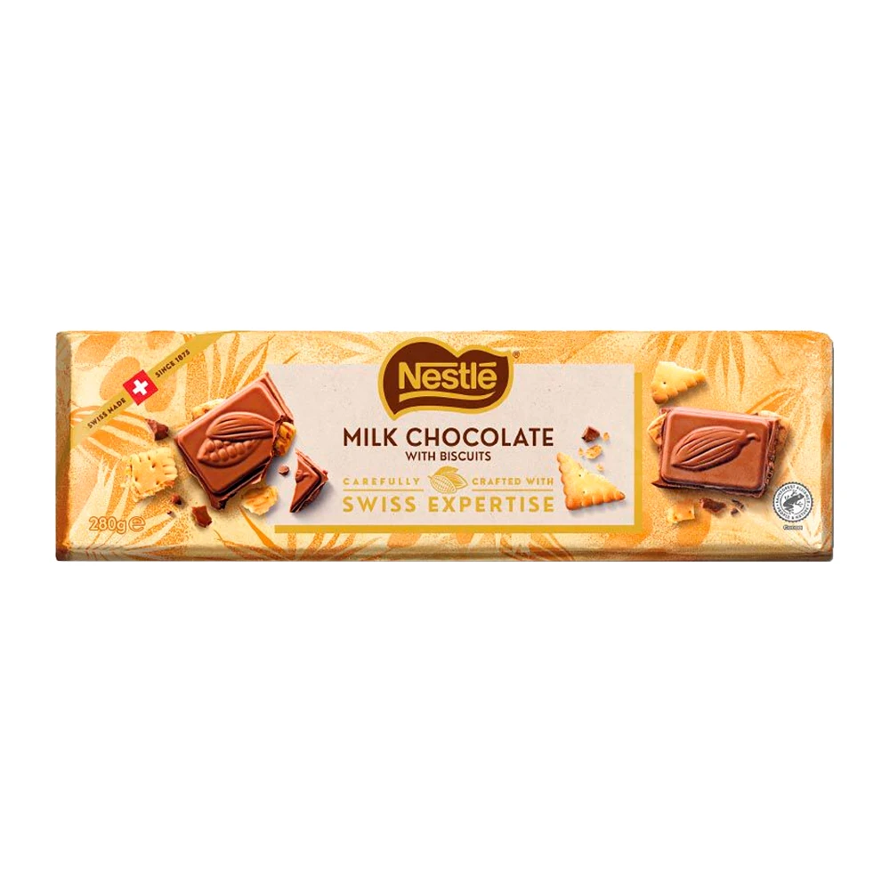 Barra Chocolate Nestle Swiss Ao Leite Com Biscoito 280G