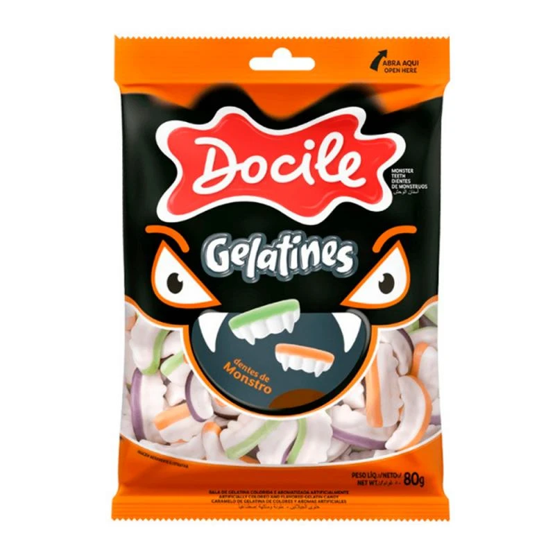 Bala de Gelatina Docile Dente de Monstro 80G