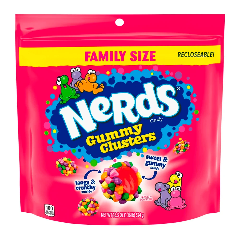 Bala de Gelatina Wonka Nerds Gummy Cluster Rainbow Pacote 18.5Oz 524G