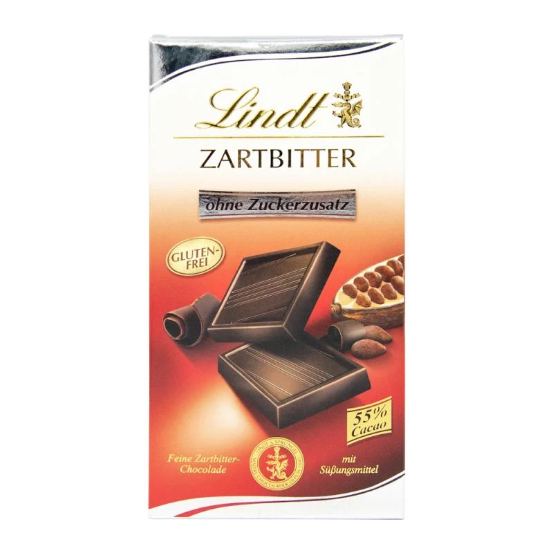 Barra Chocolate Lindt Amargo Sem Açucar 100G