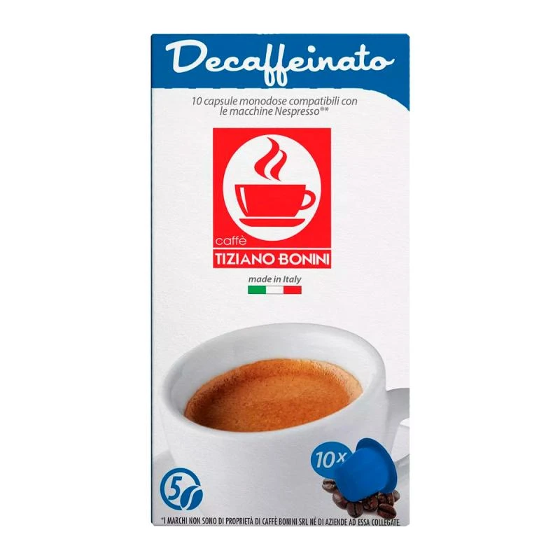 Cápsulas de Café Bonini Decaffeinato Para Máquinas Nespresso Com 10 Unidades