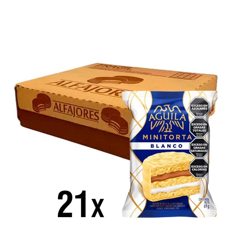 Alfajor Águila Mini Torta Branco Arcor Caixa Com 21x69g