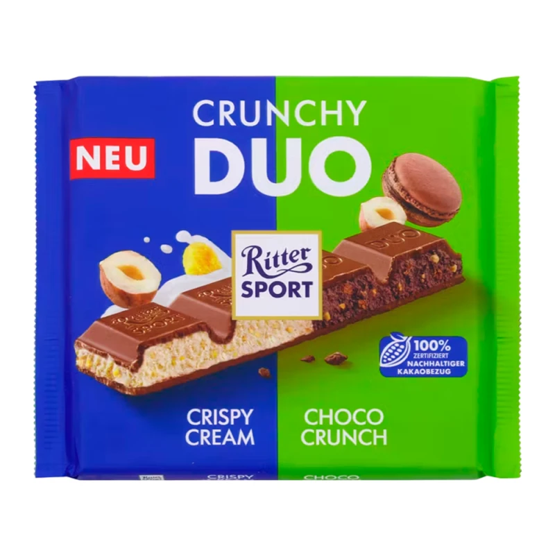 Barra Chocolate Ritter Sport Duo Crunchy 218G