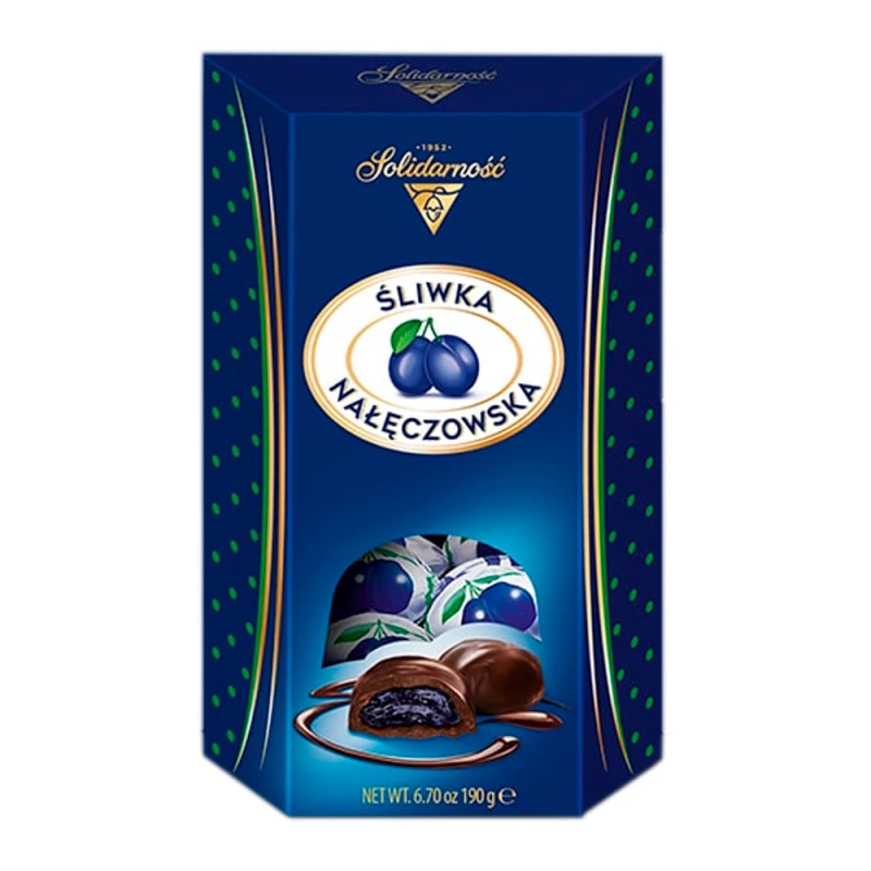 Bombom de Chocolate Ao Leite Com Recheio de Ameixa Solidarnosc 190G