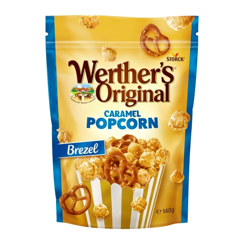 Pipoca de Milho e Pretzel Caramelizadas Werthers Original Pacote 140G