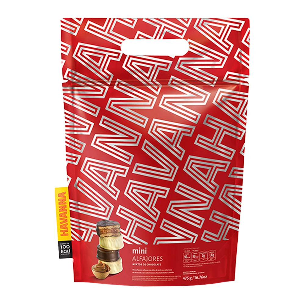 Mini Alfajor Havanna Mixto Branco e Preto com Recheio de Doce de Leite Pacote 475G
