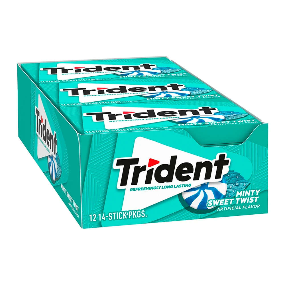 Chicletes Trident Americano Minty Sweet Twist Sem Açúcar Caixa 12X30G