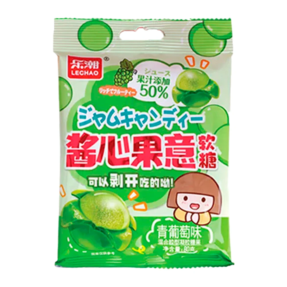 Bala de Gelatina Lechao Uva Verde Pacote 80G