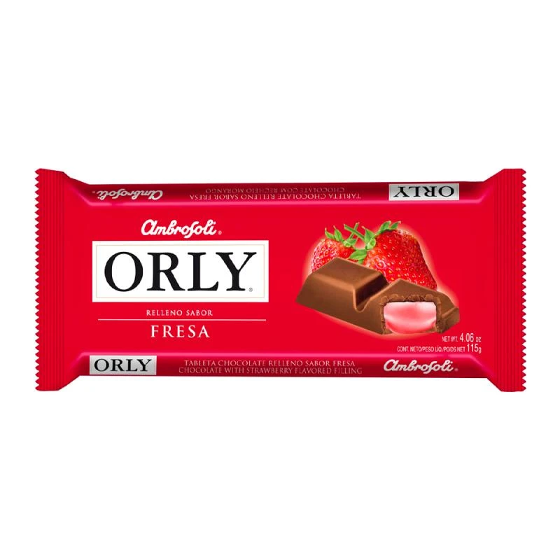 Barra Chocolate Orly Morango 95G