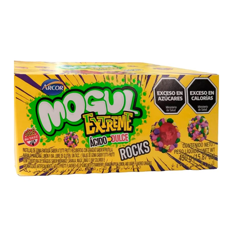 Bala de Gelatina Arcor Mogul Rocks Ácido Extremo Caixa Com 10 Unidades