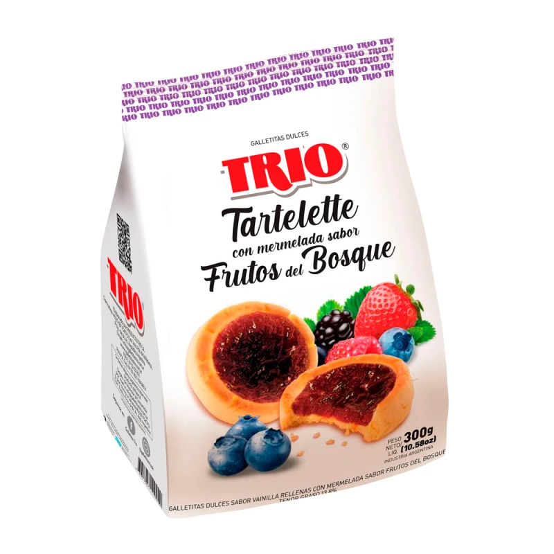 Biscoito Tartelette Com Geleia de Frutas Vermelhas Trio Pacote 300G