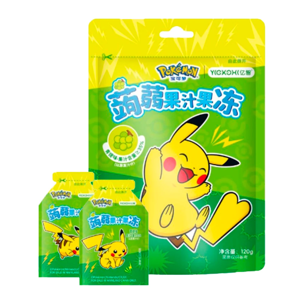 Mini Gelatina Pokemon Sabor Uva Verde Pacote 120G