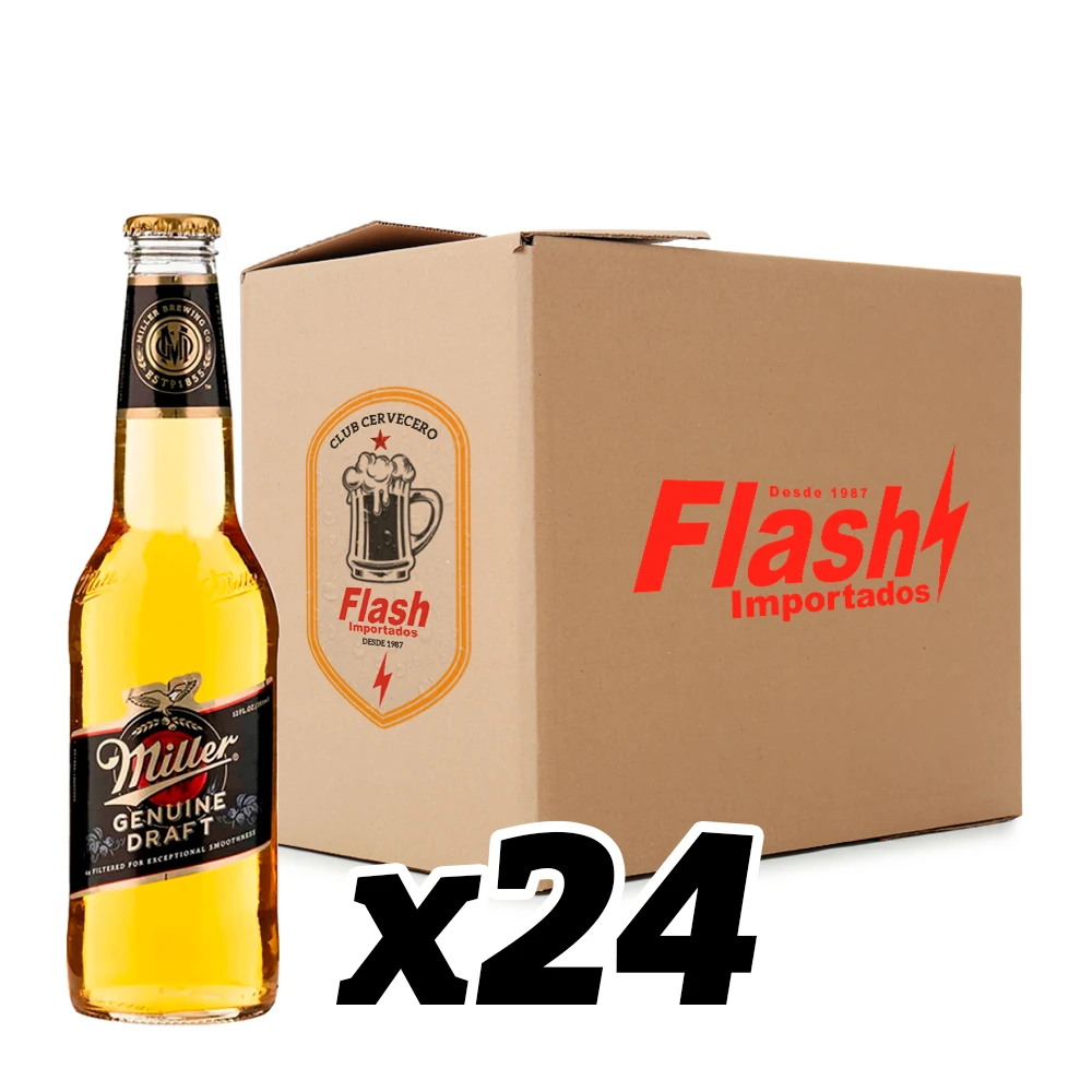 Cerveja Miller Draft Long Neck Caixa com 24x355ml